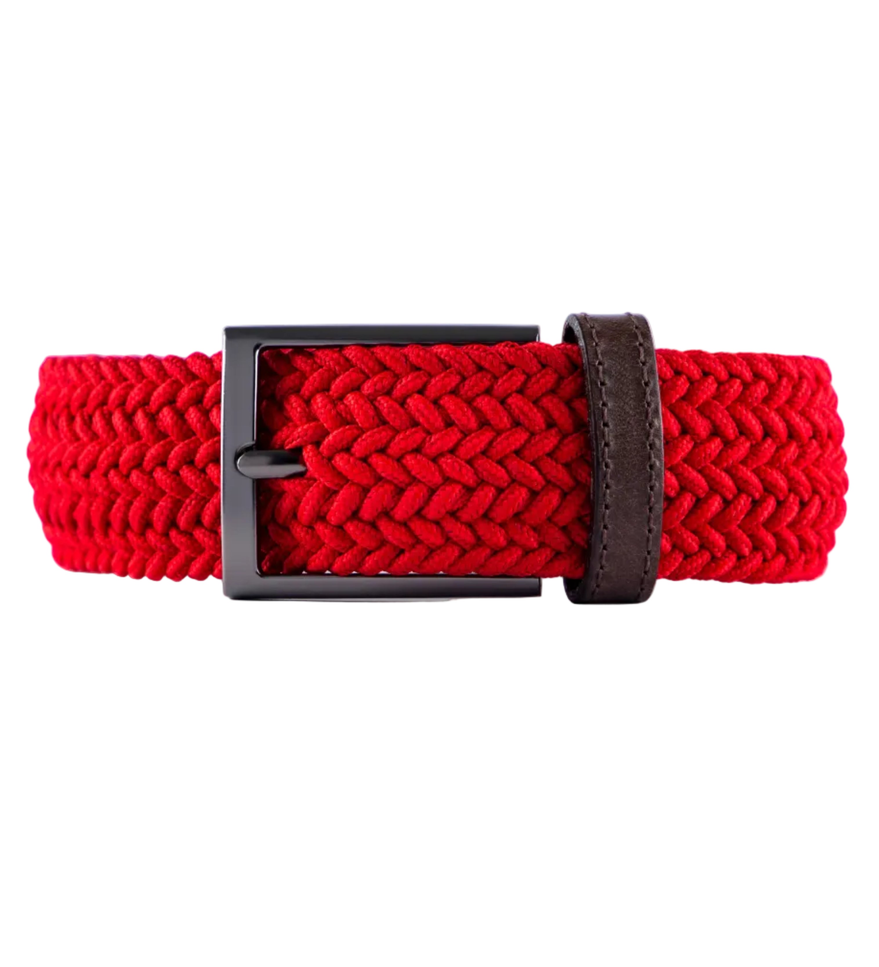 Cinturon trenzado rojo para hombre ideal para regalo, la oficina o un dia casual