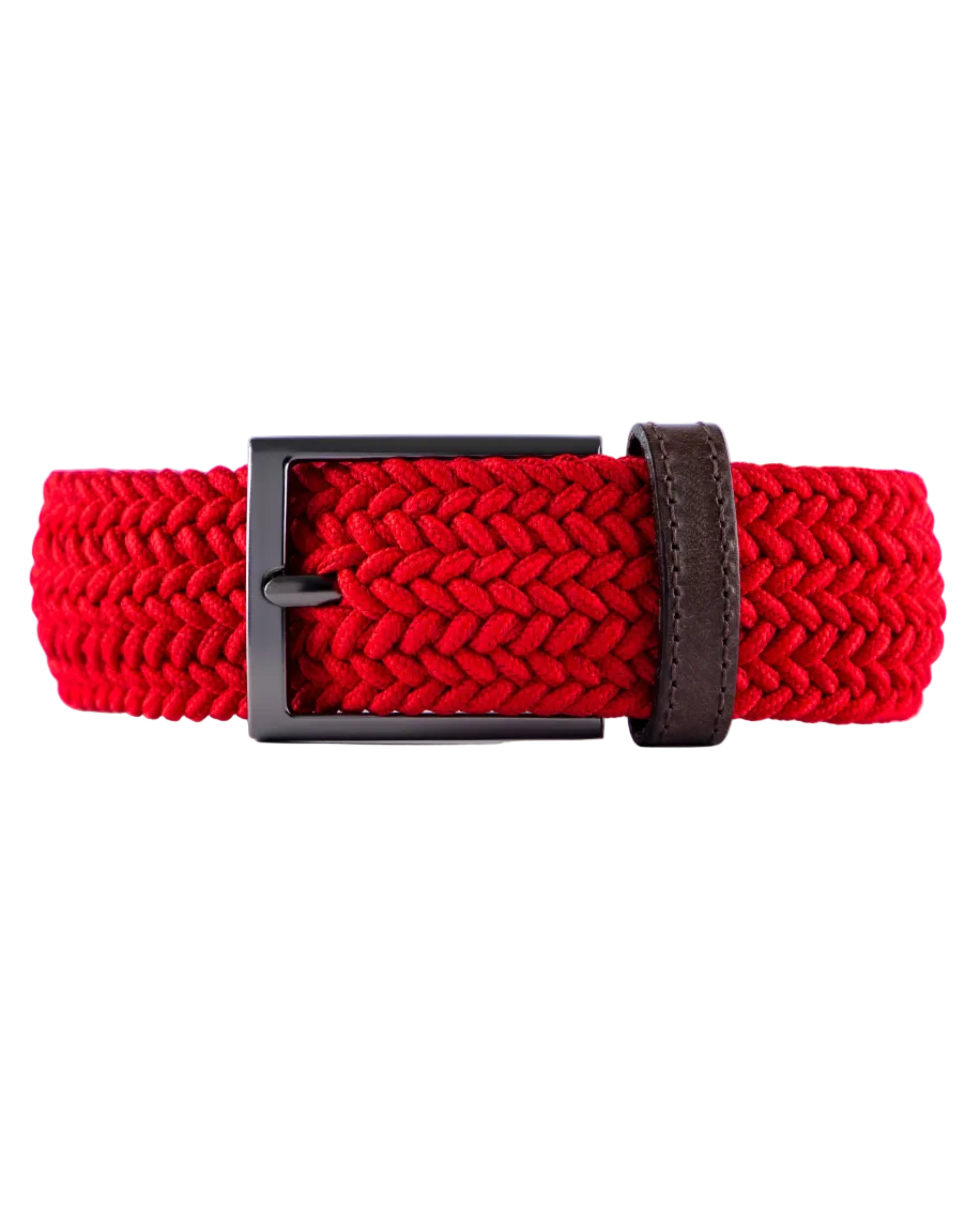 Cinturon trenzado rojo para hombre ideal para regalo, la oficina o un dia casual