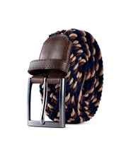 Cinturon trenzado azul, beige y cafe para hombre ideal para regalo, la oficina o un dia casual