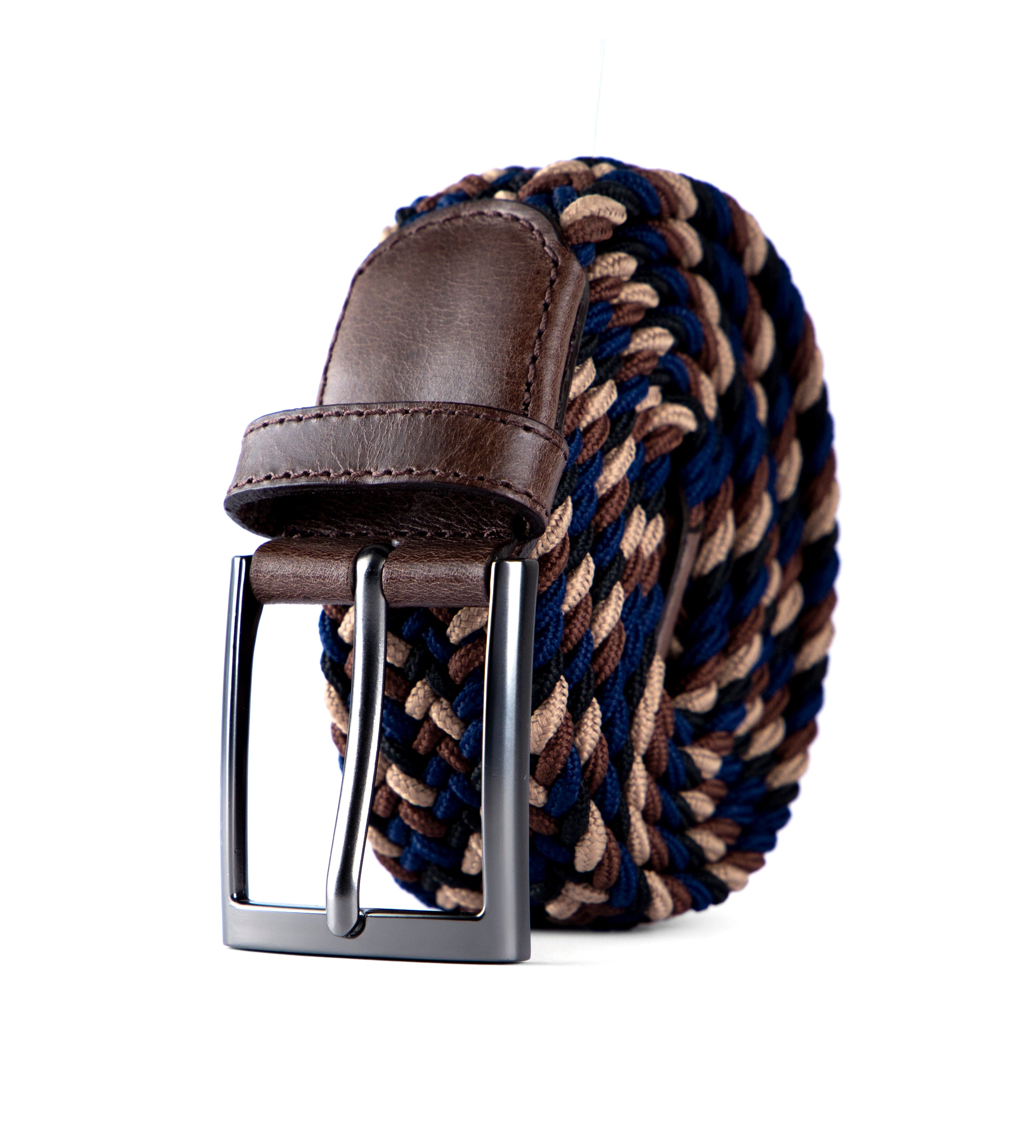 Cinturon trenzado azul, beige y cafe para hombre ideal para regalo, la oficina o un dia casual