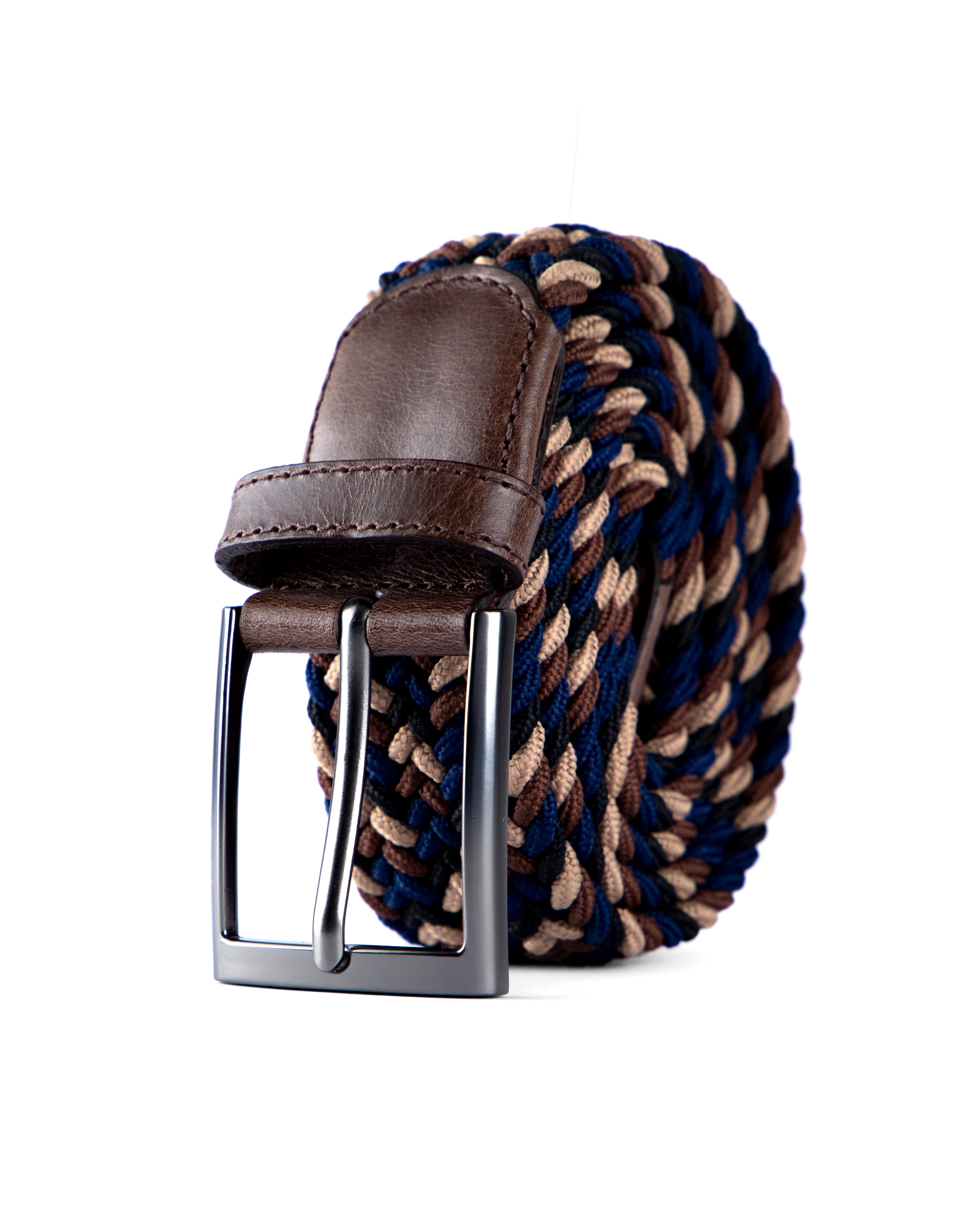 Cinturon trenzado azul, beige y cafe para hombre ideal para regalo, la oficina o un dia casual
