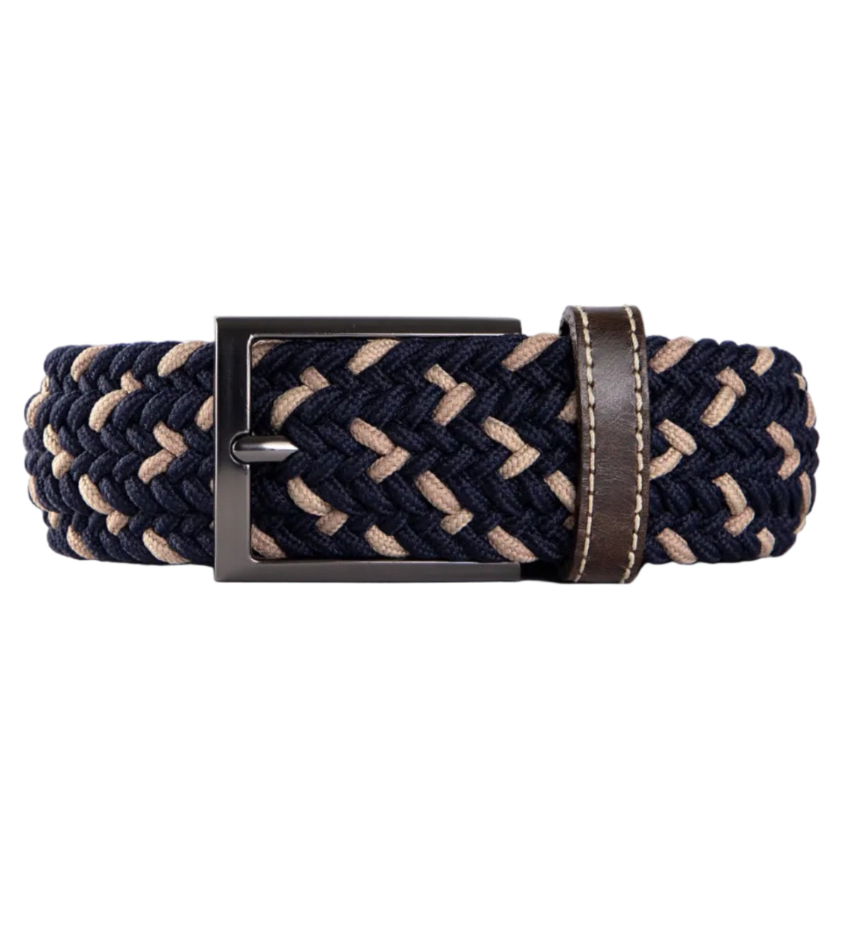 Cinturon trenzado para hombre azul y beige para hombre ideal para regalo, la oficina o un dia casual