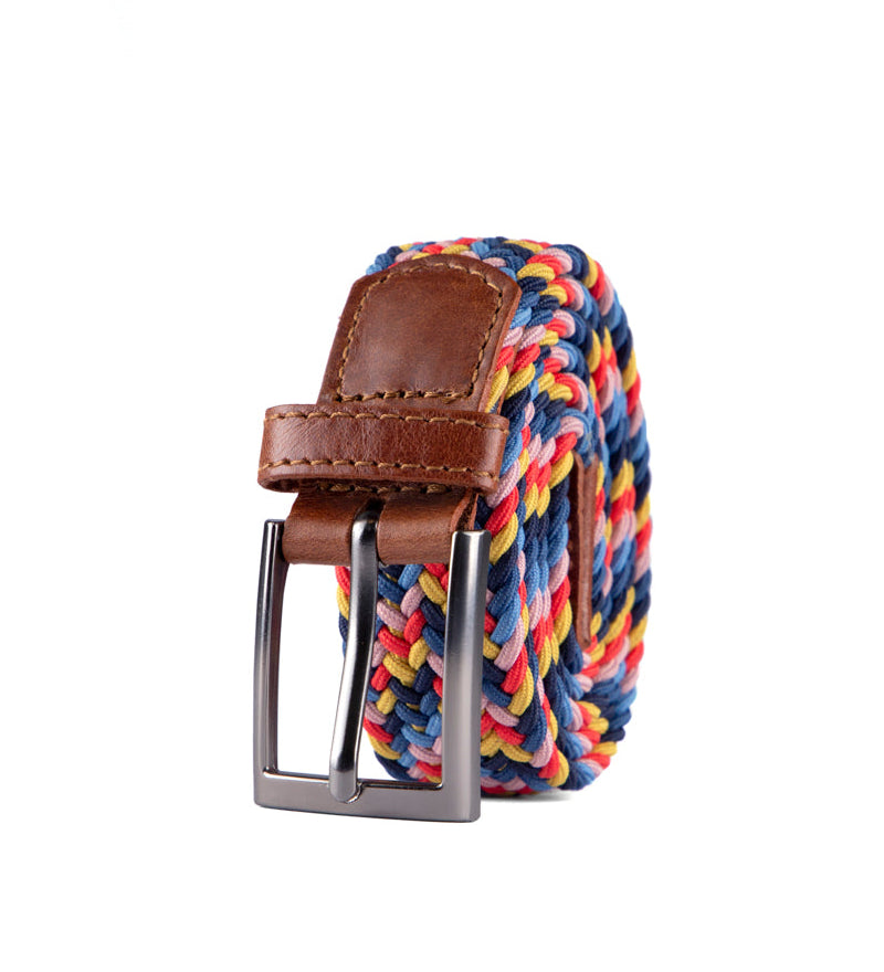 Cinturon trenzado multicolor para hombre ideal para regalo, a oficina o un dia casual